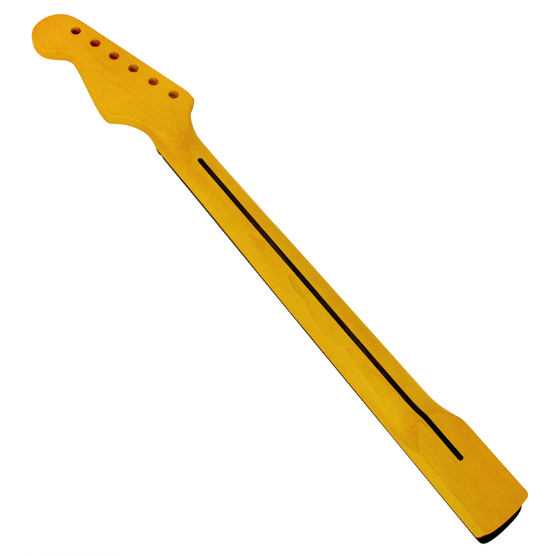 Kmise Electric Guitar Neck for Fender Start Yellow Satin Canada Maple 22 Frets Dual Truss Rod