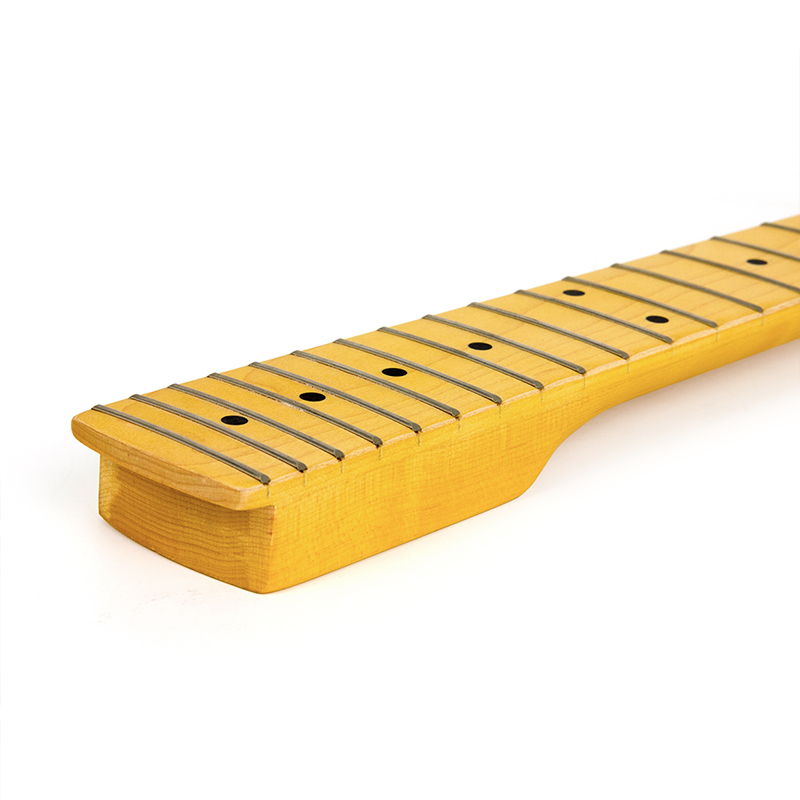 Kmise Electric Guitar Neck for Fender Start Yellow Satin Canada Maple 22 Frets Dual Truss Rod