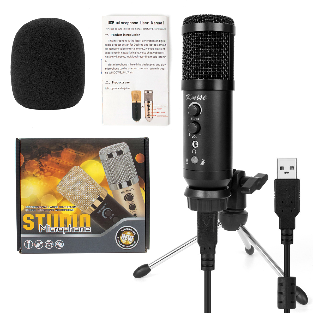 Kmise USB Condenser Microphone for window & Mac Multipurpose mic for Gaming Recording Broadcast with adjustable mic stand