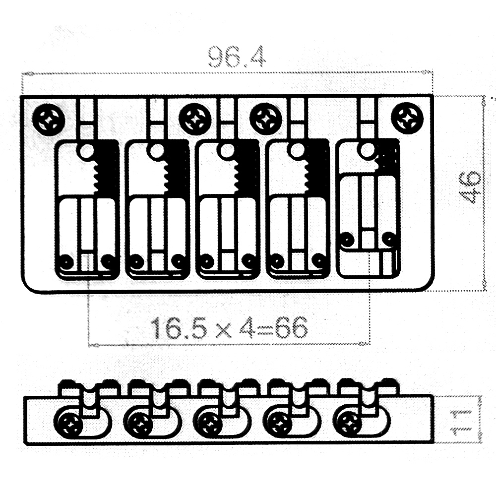 1pc BS10 Black 5 String Bass Guitar Bridge String Spacing 16.5mm_kmise