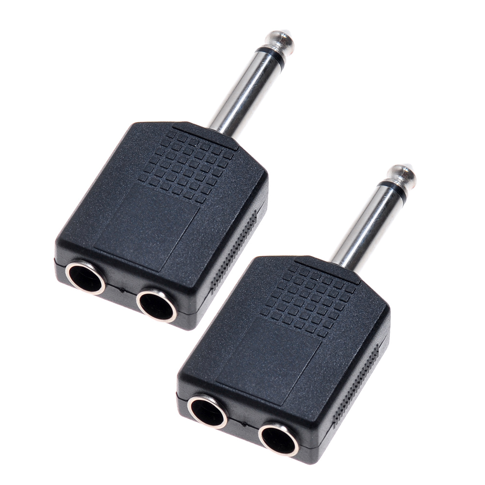 4pcs Stereo 1/4" Y Splitter Audio Adapter Splitter 6.35 Male Jack to 2