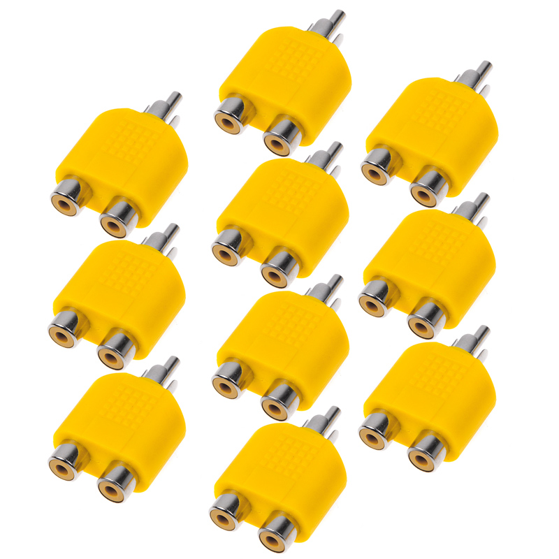 10PCS RCA Y-Splitter AV Audio Video -Stecker-Konverter 1 - Stecker auf 2- weiblichen Kabel-Adapter Instrument_kmise - miaoyin