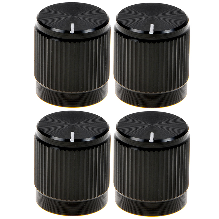 4pcs Aluminium Alloy φ14mmx16mm 18T Insert Type Knob Black Volume Knob