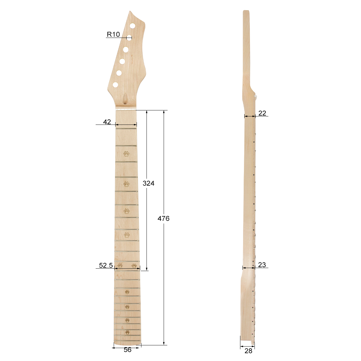 Kmise Electric Guitar Neck Canada Maple 22 Frets Bolt on C Shape with ...