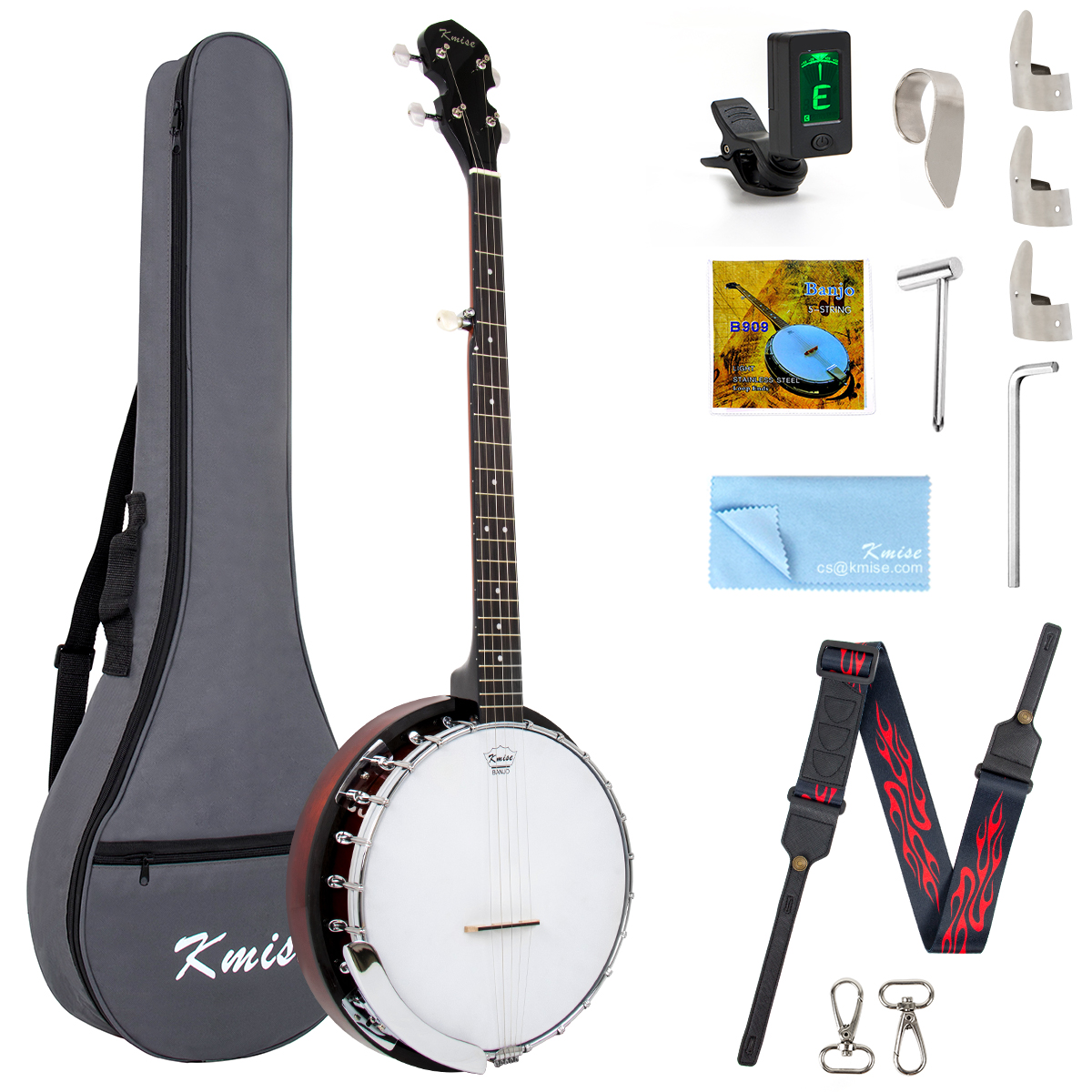 Kmise Banjo 5 String 24 Bracket Closed Solid Bac...