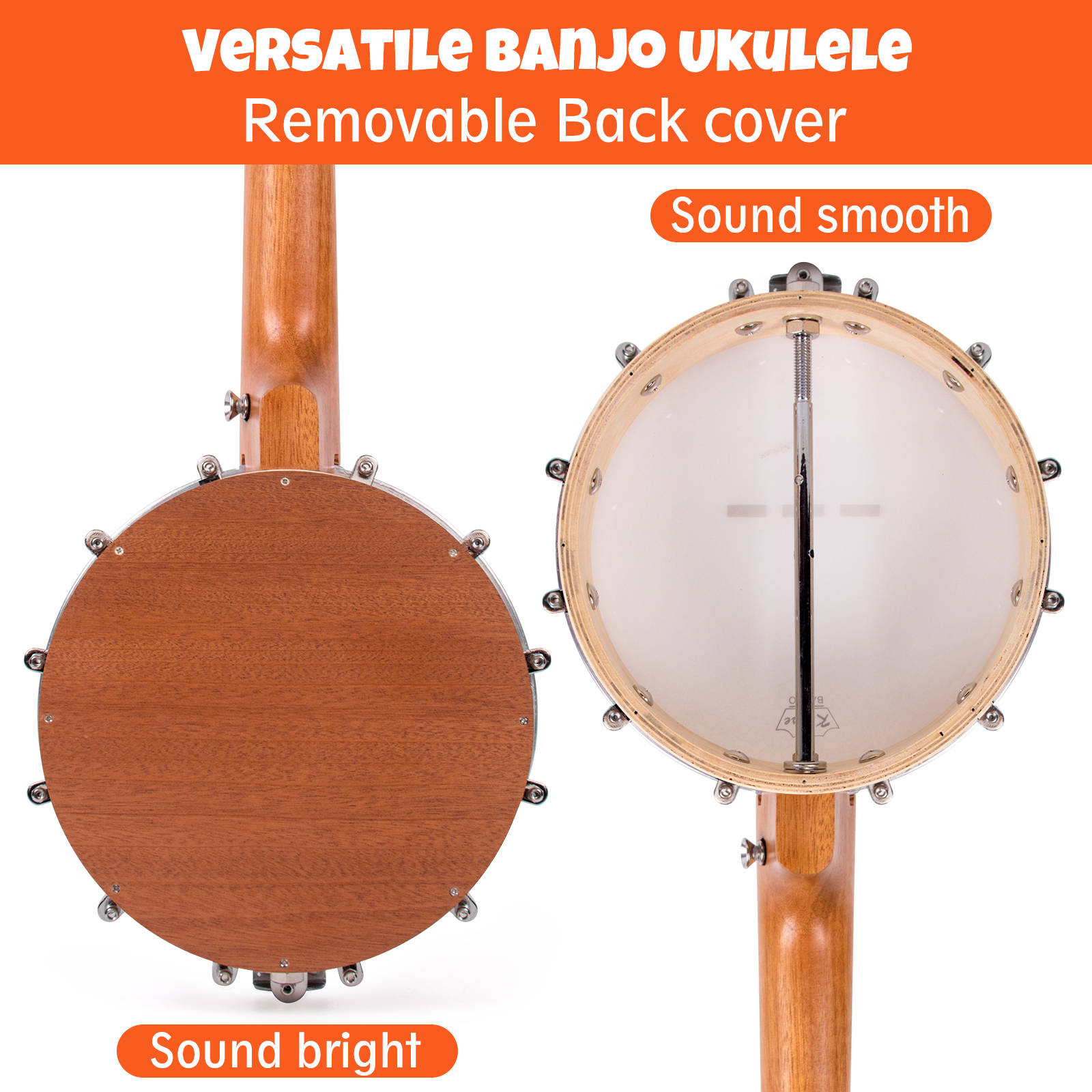 Kmise Professional Tenor Banjo Ukulele 26 Inch Banjolele with Bag Strap Tuner Picks